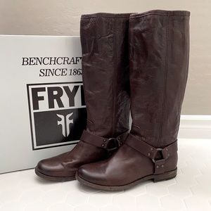 NEW Frye Phillip Harness Tall Wide Calf womens 9.5